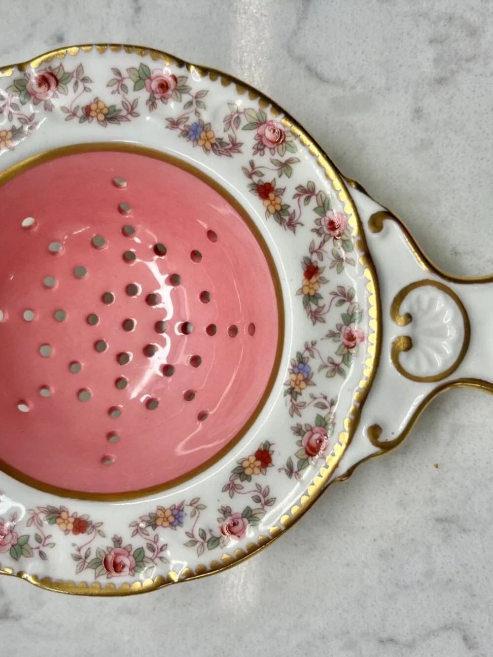 Vintage Porcelain Hand-Painted Tea Strainer